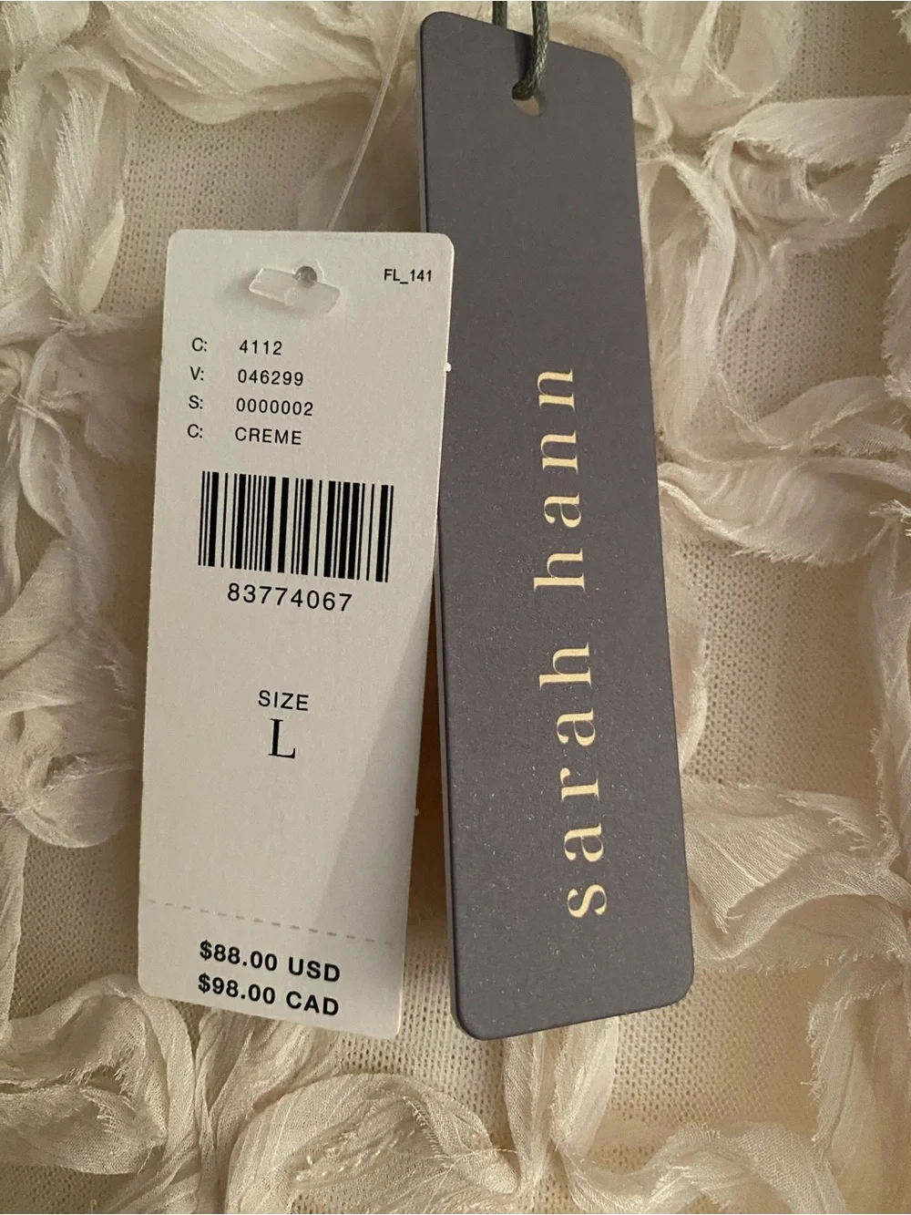 Anthropologie Cream Textured Puff-Sleeve Blouse